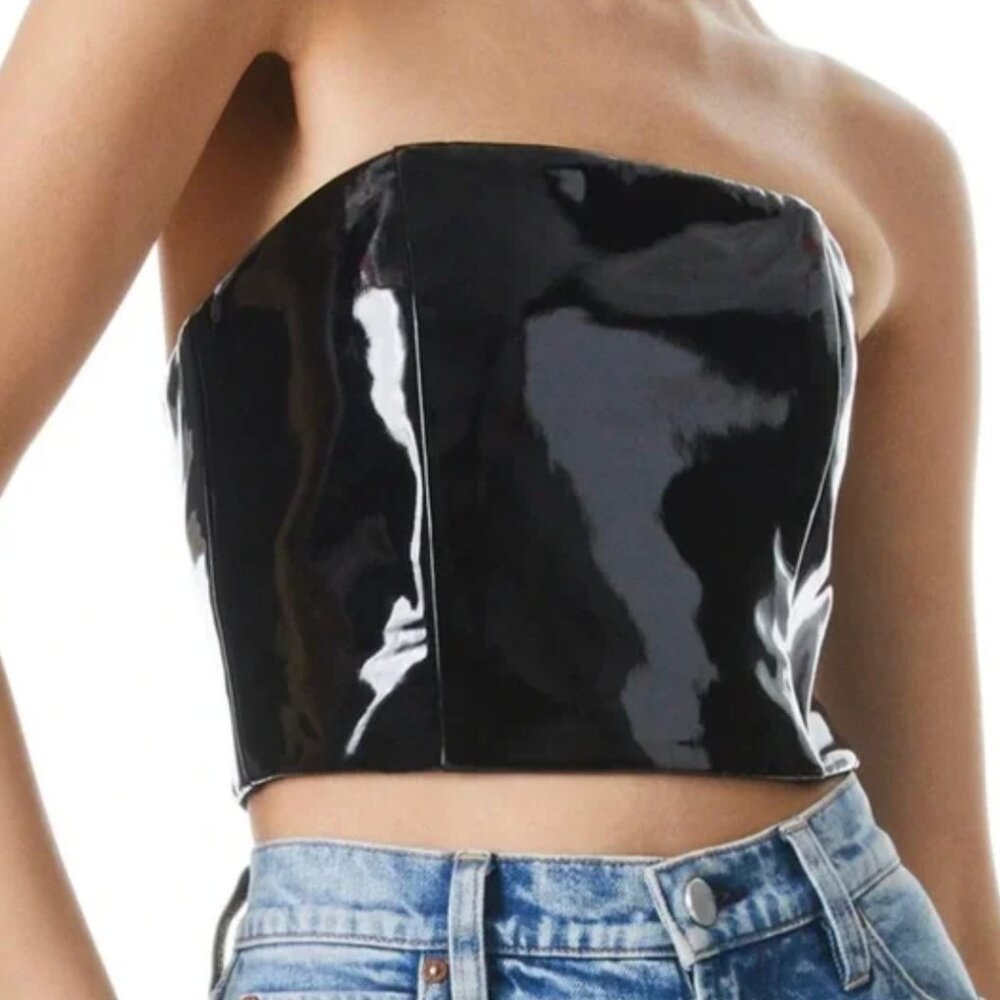 Alice + Olivia Ceresi Faux Leather Crop Top